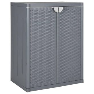 vidaXL Armario De Almacenaje Para Jard&iacute;n Pp Rat&aacute;n Gris 65x45x88 Cm Vidaxl