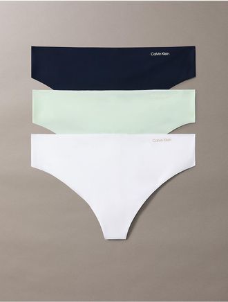 Calvin Klein Womens Invisibles 3-Pack Thong - Light/Pastel Green - XL