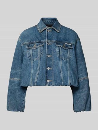 Calvin Klein Jeans Cropped Jeansjacke mit Knopfleiste in Jeansblau, Größe XS