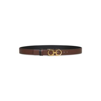 Ferragamo Belts, female, Brown, Size: 80 CM Reversible Leather Belt with Double Buckle