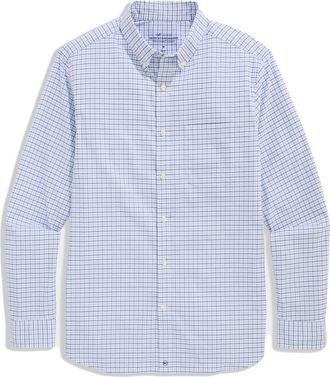 Vineyard Vines Wauwinet Performance Cotton Blend Button-Down Shirt in Jake Blue at Nordstrom, Size Xx-Large