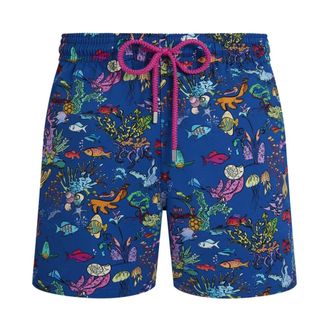 Vilebrequin Beachwear, male, Blue, Size: 2XL Stretch Short Swim Shorts Aquarium