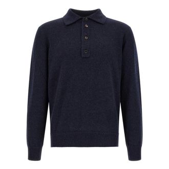 Ermenegildo Zegna Camisa Polo de Lana y Cachemira - Tops - Hombre - Azul - 2XL