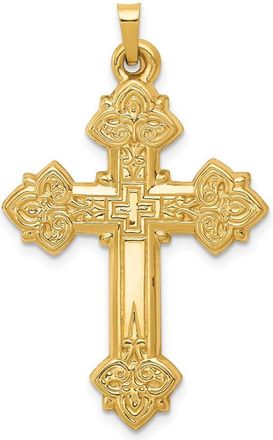 Diamond2Deal 14k Yellow Gold Hollow Cross Pendant