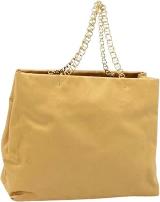 Prada Pre-owned Tote Bags, female, Yellow, Size: ONE SIZE Pre-owned Satin Tote Bag