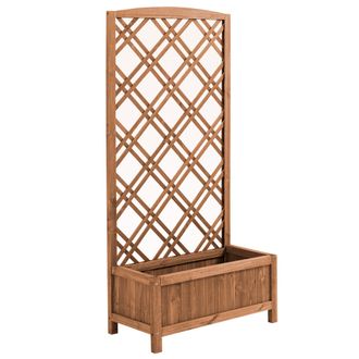 OUTSUNNY Jardinera Con Enrejado Jardinera Con Celos&iacute;a De Madera Macetero Con Soporte Para Trepadora Cultivos Plantas En Terraza Jard&iacute;n 60x30x122,5 Cm