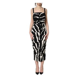 Dolce & Gabbana Midi Dresses, female, Black, Size: 2XS Cady Calf Length Dress