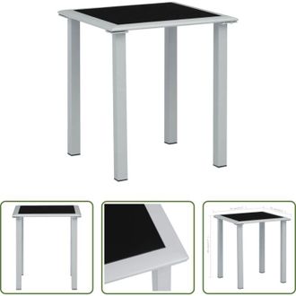 vidaXL vidaXL Tavolo in acciaio - Tavolo da Giardino Nero e Argento 41x41x45 cm in Acciaio e Vetro