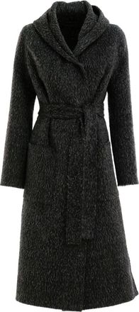 AlmaRosaFur hooded belted coat - Grey