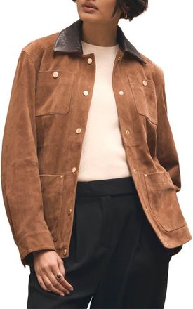 Mint Velvet Suede Barn Jacket in Tan at Nordstrom, Size X-Large