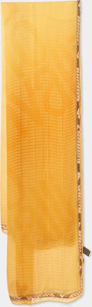 Roberto Cavalli Yellow Logo Print Silk Scarf