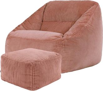 Icon Brand Puf sill&oacute;n con reposapi&eacute;s cuadrado en pana rosa