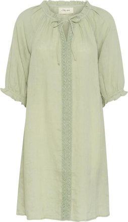 Cream Kanten Jurk Thee A-lijn Stijl - Dames - Korte kleedjes - Groen - XS - Kleedjes