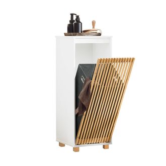SoBuy Cesto Para Ropa Sucia Armario Multifuncional De Ba&ntilde;o Mueble De Suelo Con 1 Cesto Blanco 32 X 33 X 85 Cm Bzr126-w Sobuy Es