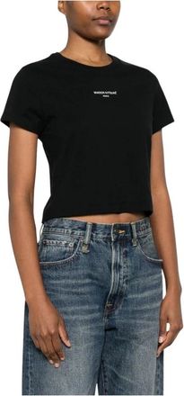 Maison Kitsun&eacute; Logo Katoenen T-shirt - Dames - T-shirts - Zwart - S - Katoen - Tops