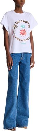 Balmain T-shirt with Balmain Club print in White at Nordstrom, Size Xx-Large