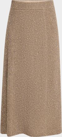 Lafayette 148 New York Metallic Wool-Cashmere Knit Midi Skirt