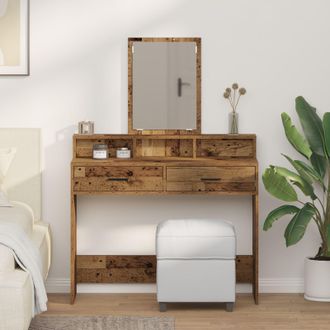 Berkfield Home Dressing Table with Drawers&not;Old Wood 100x41x140 cm in Brown | Size: 100 x 41 x 140 cm