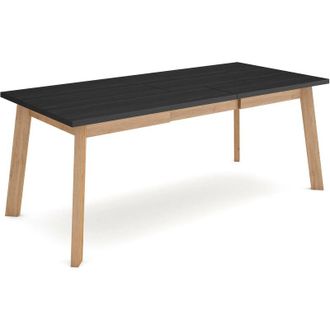 Skraut Home Skraut Home - Mesa Comedor, Mesa Fija Cocina Y Sal&oacute;n, 200, Para 10 Comensales, Patas De Madera, Estilo Moderno, Negro Y Roble
