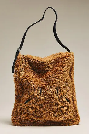Melie Bianco Annie Faux Shearling Hobo Tote Bag