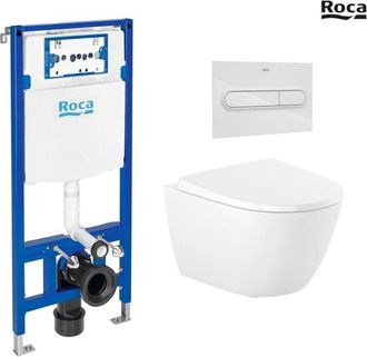 Roca Bastidor Roca Duplo One Pack Cisterna Empotrada Y Pulsador Pl1 Blanco Brillo Con Inodoro Suspendido Rim-ex Roca Ona