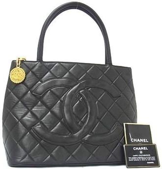 Chanel Dark Brown Leather Handbag Shoulder Bag Tote Bag (Pre-Owned)