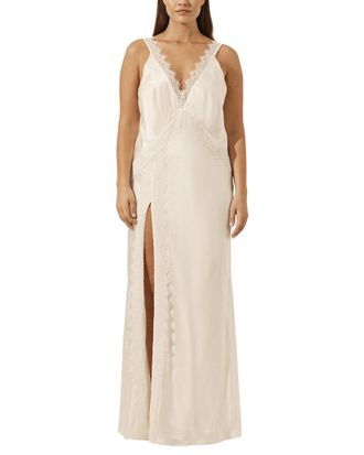 Shona Joy La Lune Cumulus Silk Lace Strap Split Maxi Dress