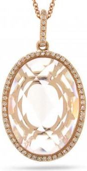 Allurez 0.19ct Diamond & 9.95ct White Topaz 14k Rose Gold Pendant Necklace