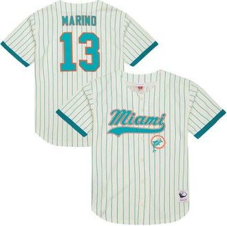 Mitchell & Ness Mens Mitchell & Ness Dan Marino Cream Miami Dolphins Name & Number Mesh Button-Up Baseball Jersey at Nordstrom, Size Xxx-Large