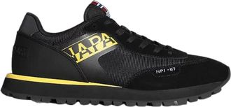 Napapijri Zwarte Leren/Stoffen Sneakers - Heren - Sneakers - Zwart - 41 EU - Leer - Schoenen