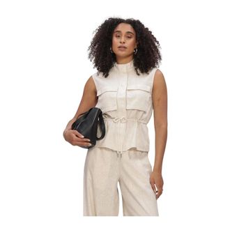 Object Object - Dames Jassen Objkadie Lo Waistcoat 145 - Dames - Jassen - Beige - Maat: L Linnen