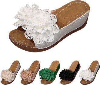 Generic Platform Wedge Sandals for Women UK Heels Open Toe Retro Non Slip Comfy Ladies Summer Flat Breathable Comfortable Slip On Sandals with Arch Support We