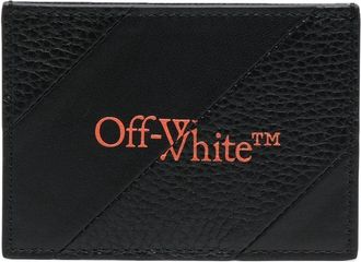 Off-white logo-print leather cardholder - men - Calf Leather - One Size - Black
