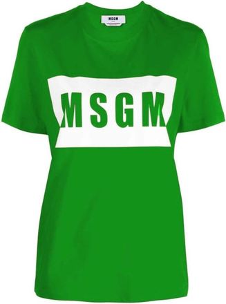 Msgm Groene katoenen T-shirt voor vrouwen - Dames - T-shirts - Groen - M - Katoen - Tops