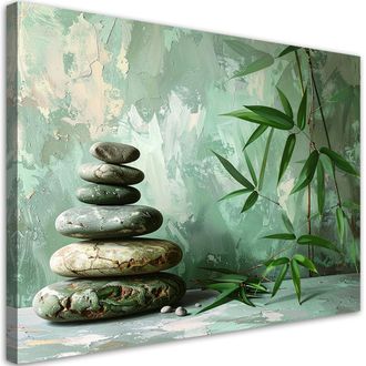 Feeby Cuadro En Lienzo, Piedras Zen Spa Bamb&uacute; Pintura Imitaci&oacute;n, 120x80