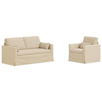 vidaXL Juego De Sof&aacute; 2 Uds. Crema Tela Vidaxl