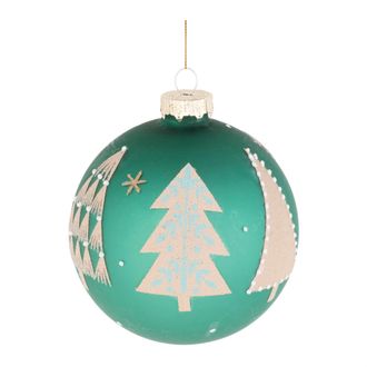 Melrose International Beaded Pine Tree Ball Ornament (Set of 6) - Green, White