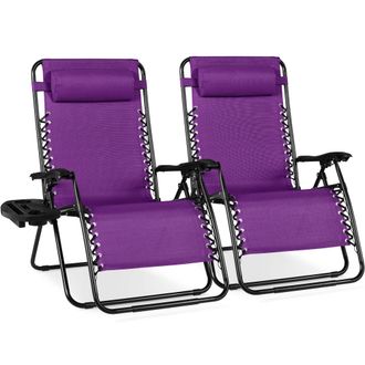 Best Choice Products Set of 2 Extra Wide Zero Gravity Lounge Chair Recliners w/ Cup Holder