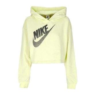 Nike Sportkleding Fleece Cropped Hoodie - Dames - Sportshirts - Groen - L - Katoen - Fitness