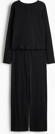 H&M Pyjama mit Pointellemuster - Schwarz