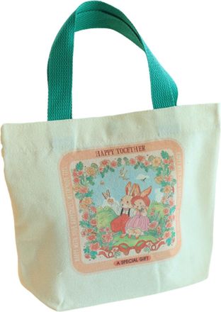 Generic Book Tote Bag For Girls - Canvas Tote Bag With Bunny Pattern For Women - Reusable Portable Cute Casual Tote Bag For Shopping, Gym, Beach, Park, Travel