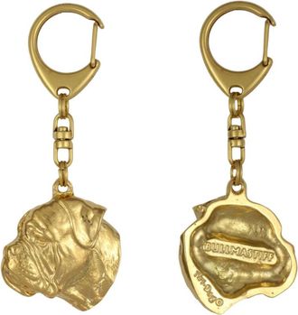 OEM Bullmastiff, Bulmastiff - Llavero Ba&ntilde;ado En Oro Con Un Perro En Una Caja De Regalo, Decoraci&oacute;n De Bolso, Accesorio De Lujo De La Marca Art-dog