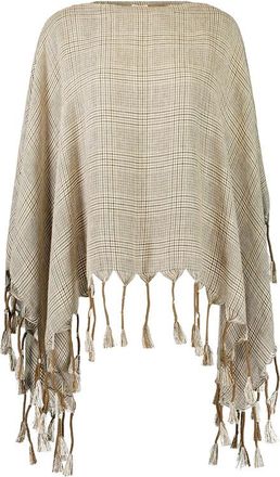 Brunello Cucinelli Prince Of Wales Fringed Poncho