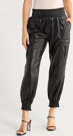 Cinq &agrave; Sept Jenning Lite Faux Leather Cargo Pants in Black at Nordstrom Rack, Size Large