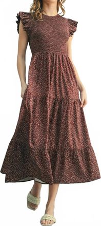 Wishlist Amelia Midi Dress In Burgundy & Clover