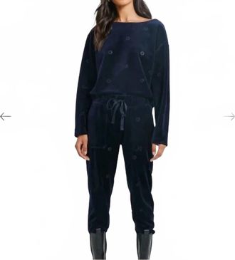 Something Navy Sun Velour Cropped Sweatshirt In Navy