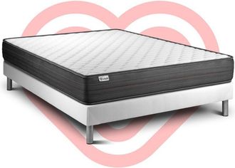 VITALIT Somier Blanco + Colch&oacute;n Con Espuma Viscoel&aacute;stica 135 X 190