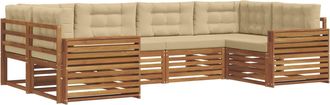 vidaXL Conjunto De Sof&aacute;s De Exterior 6 Uds. Natural Y Beige Vidaxl