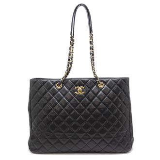 Chanel Matelasse Black Grained Calfskin Tote Bag (Pre-Owned)