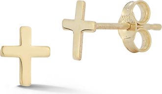 Ember Fine Jewelry 14K Gold Flat Cross Studs